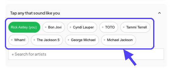 The similar artists picker on the submit page